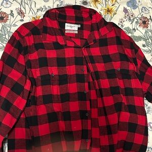 Goodfellow & Co Red and Black Plaid Casual Button Down Shirt